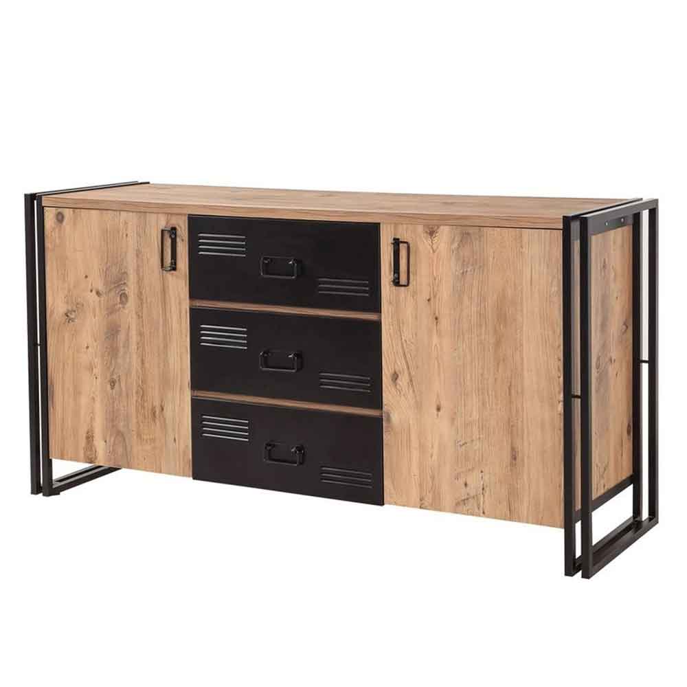 Cosmo Wooden TV Stand and Sideboard Set in Atlantic Pine and Black