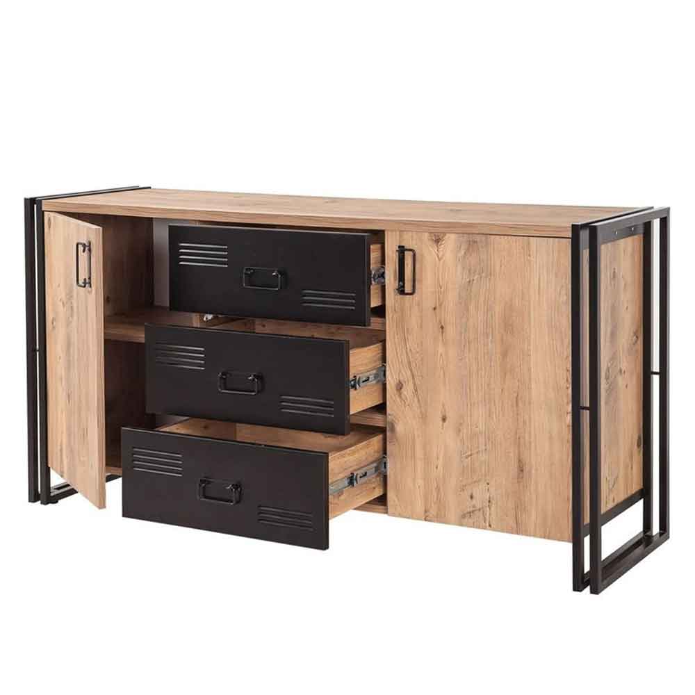 Cosmo Wooden TV Stand and Sideboard Set in Atlantic Pine and Black
