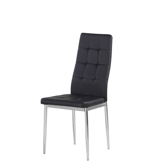 Cosmo Dining Chair In Black Faux Leather With Chrome Legs Sale
