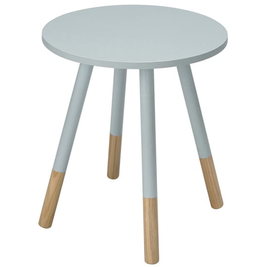 Photo of Costal round wooden side table in blue