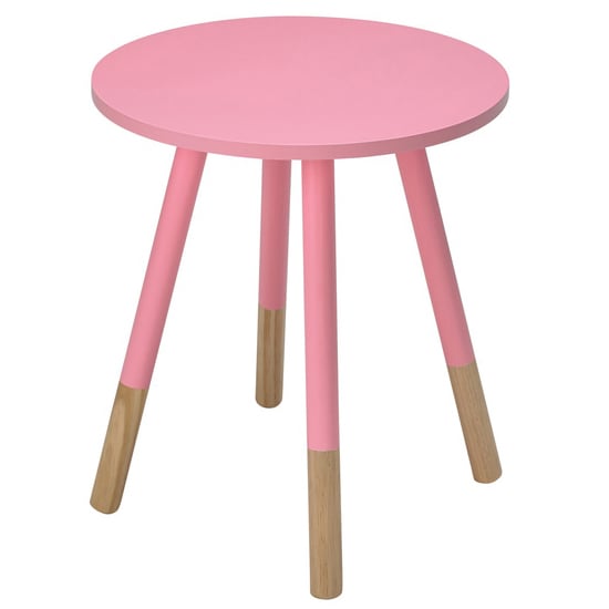 Photo of Costal round wooden side table in pink