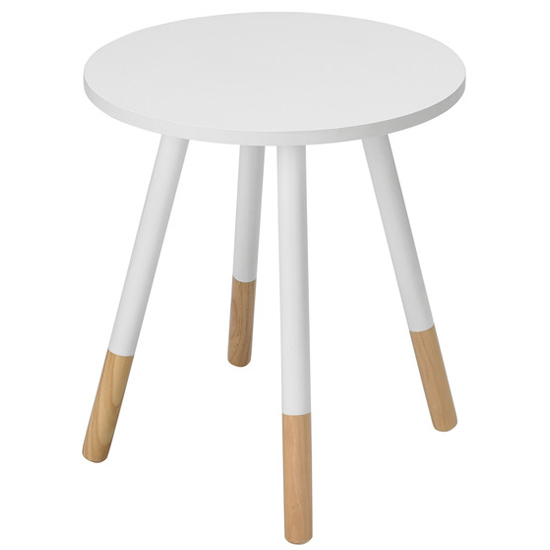 Product photograph of Costal Round Wooden Side Table In White from Furniture in Fashion