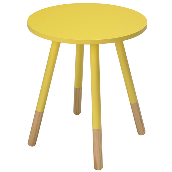 Product photograph of Costal Round Wooden Side Table In Yellow from Furniture in Fashion