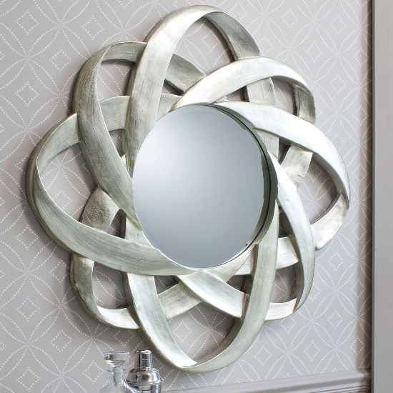 Costello Round Wall Bedroom Mirror In Silver Leaf_Discontinued