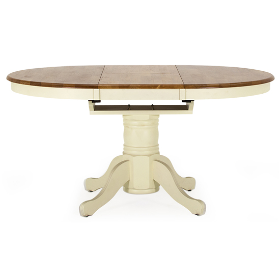 Cotswold Extending Round Dining Table In Dark Oak And Ivory_2