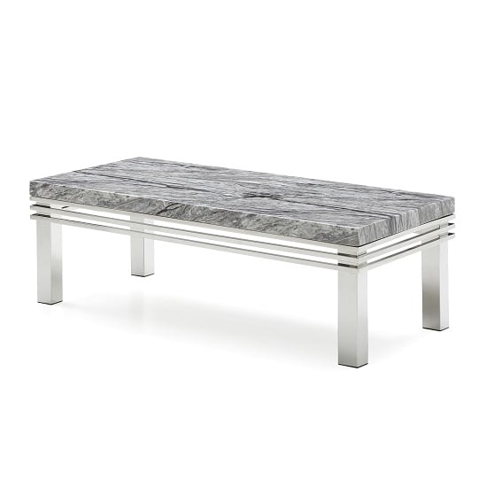 Product photograph of Cotswold Marble Top Coffee Table In Grey With Steel Legs from Furniture in Fashion