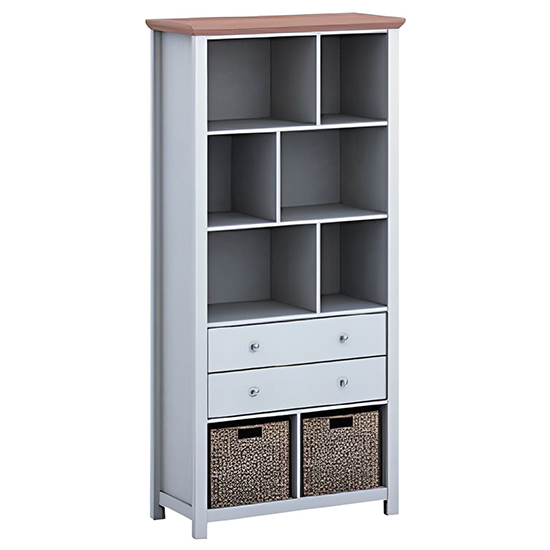 Read more about Cotswolds wooden bookcase in grey and oak