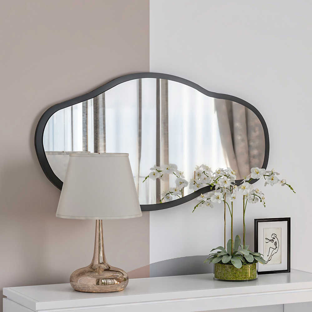 Couldy Decorative Mirror with Black Wooden Frame