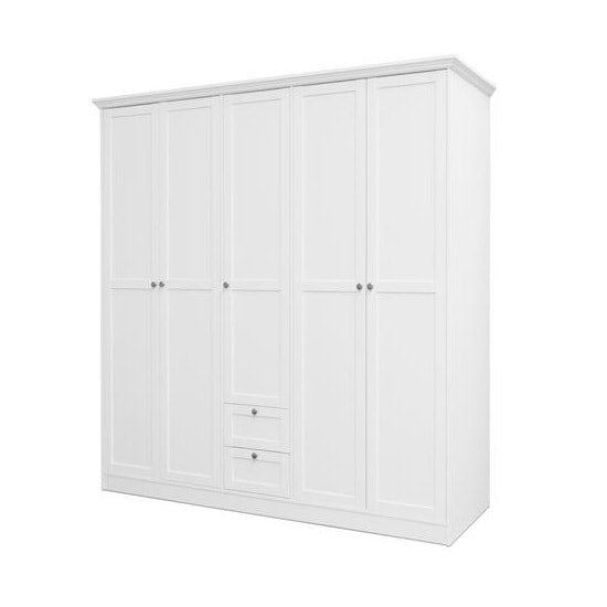 Read more about Country large wooden wardrobe in white with 5 doors