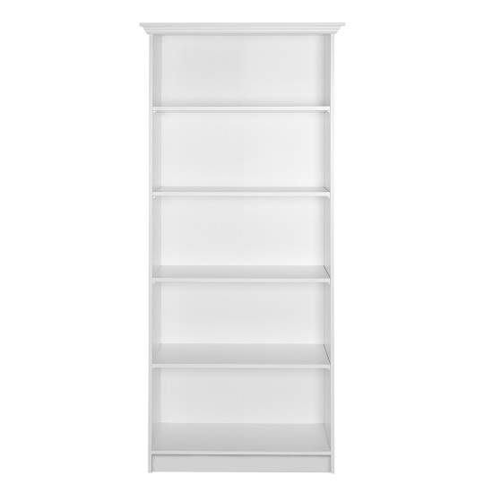Country Wooden Bookcase In White With 5 Compartments Furniture in Fashion
