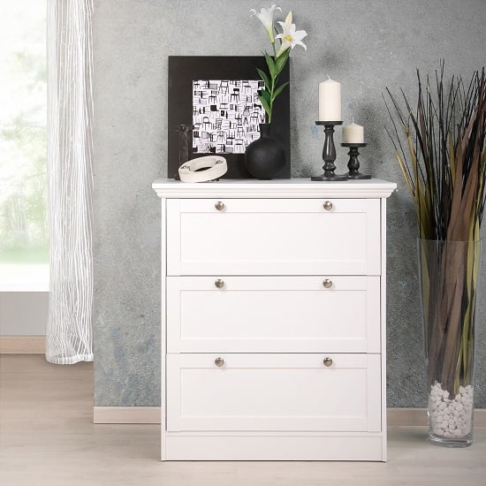 Country Chest Of Drawers In White With 3 Drawers_1