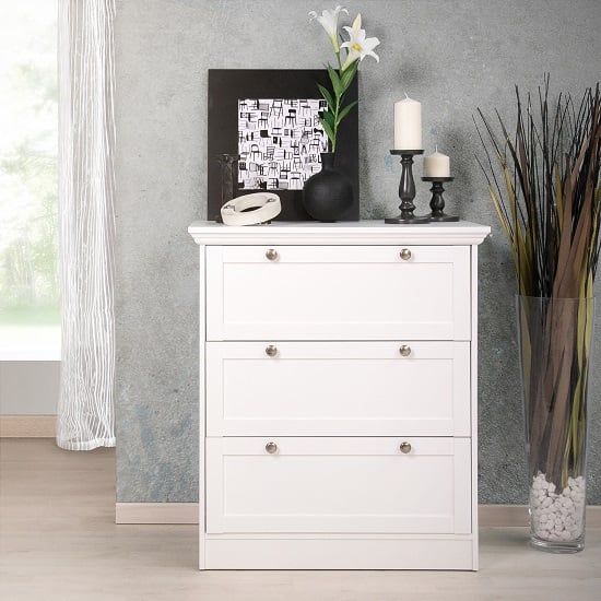 Photo of Country chest of drawers in white with 3 drawers