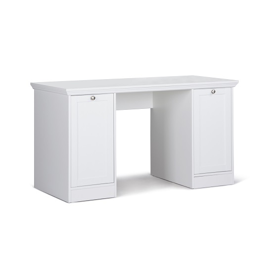 Country Modern Computer Desk In White With 2 Doors_3