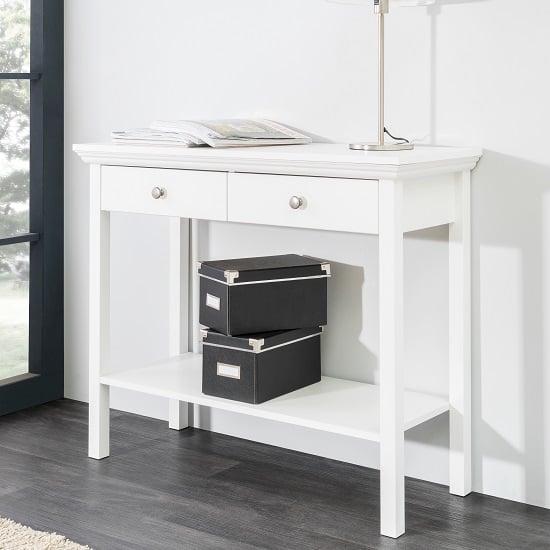 Product photograph of Country Console Table In White With 2 Drawers from Furniture in Fashion