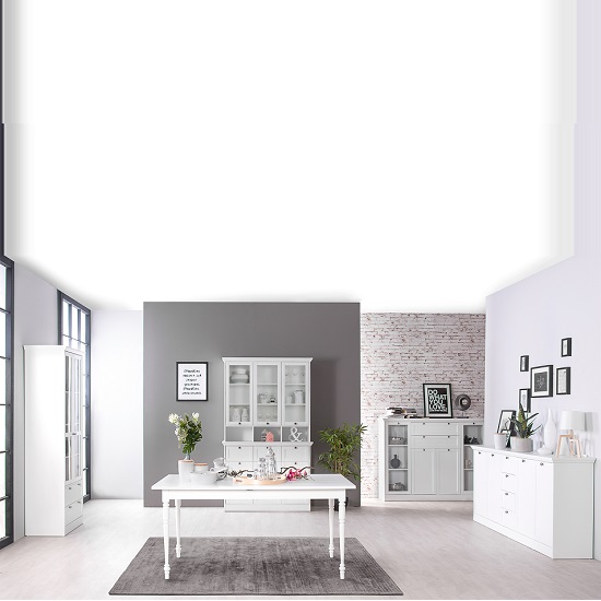 Country Glass Highboard In White With 4 Doors_5