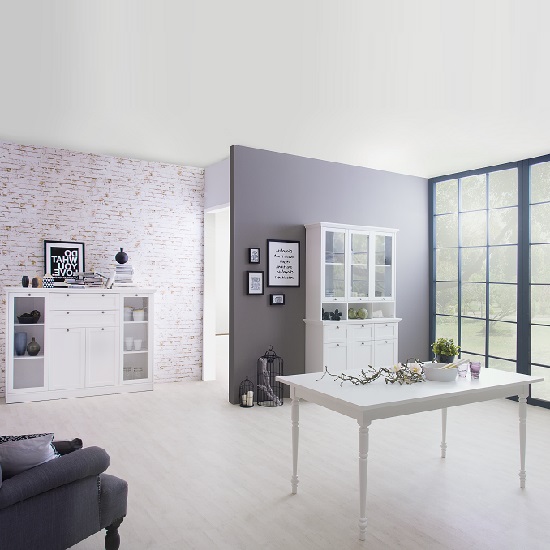Country Glass Highboard In White With 4 Doors_8