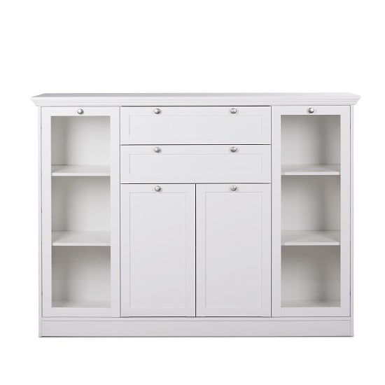 Country Glass Highboard In White With 4 Doors_3