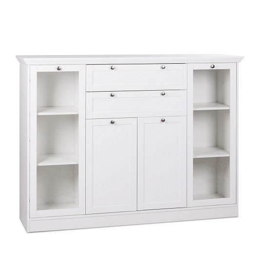 Country Glass Highboard In White With 4 Doors_2