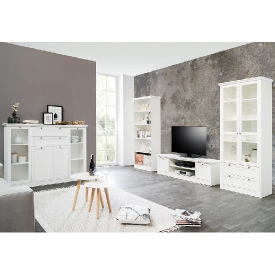Country Wooden TV Stand In White With 2 Doors_5