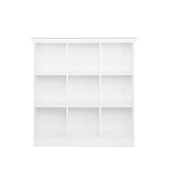 Country Wide Bookcase Small In White With 9 Compartments_3