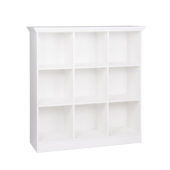 Country Wide Bookcase Small In White With 9 Compartments_2