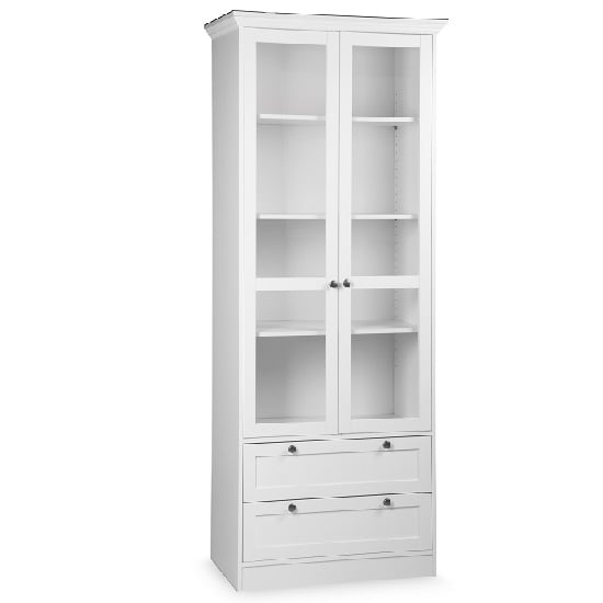 Country Glass Display Cabinet In White With 2 Doors_3