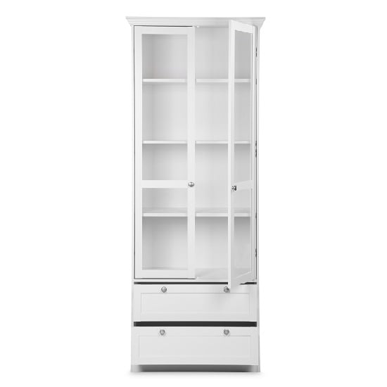 Country Glass Display Cabinet In White With 2 Doors_2