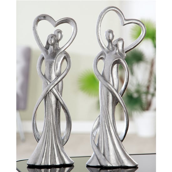 Read more about Couple of heart affection poly design sculpture in silver