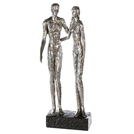 Read more about Couple poly design sculpture in antique silver and black