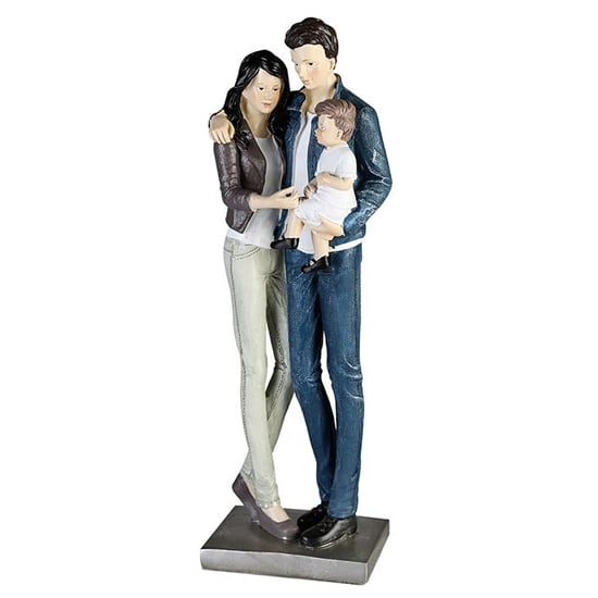 Couple With Son Poly Design Sculpture In White And Silver