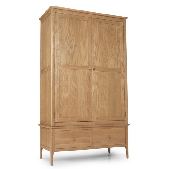 Product photograph of Courbet Double Door Wardrobe In Light Solid Oak With 2 Drawers from Furniture in Fashion