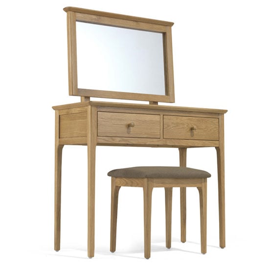 Product photograph of Courbet Wooden 3pc Dressing Table Set In Light Solid Oak from Furniture in Fashion