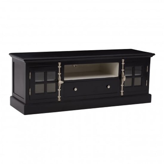 Coveca Wooden 2 Doors 1 Drawer TV Stand In Black_2