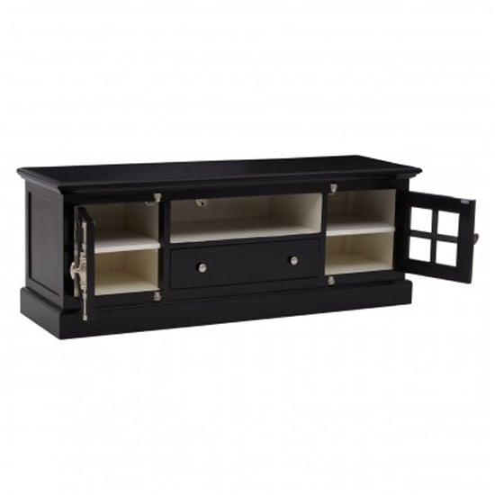 Coveca Wooden 2 Doors 1 Drawer TV Stand In Black_3