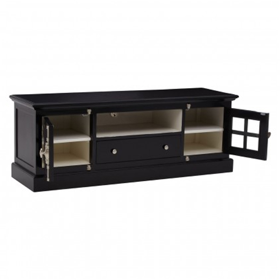Coveca Wooden 2 Doors 1 Drawer TV Stand In Black