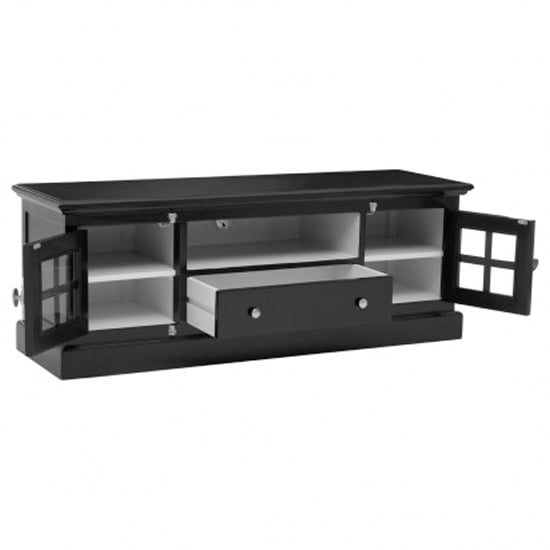 Coveca Wooden 2 Doors 1 Drawer TV Stand In Black_4