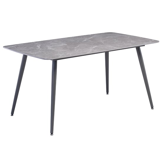 Coveta Grey Ceramic Dining Table With 6 Huskon Grey Chairs_2