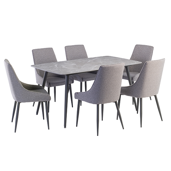 Read more about Coveta grey ceramic dining table 6 remika mineral grey chairs