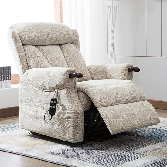 Covent Fabric Electric Riser Recliner Chair In Cream_2