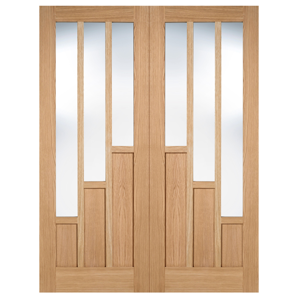 Read more about Coventry 1981mm x 1168mm clear glass internal door pair in oak