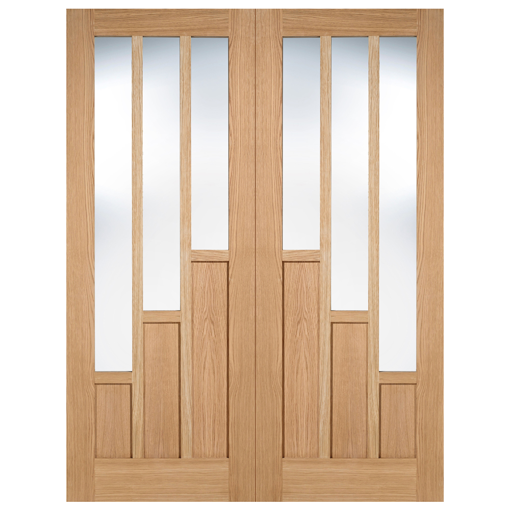 Read more about Coventry 1981mm x 1372mm clear glass internal door pair in oak