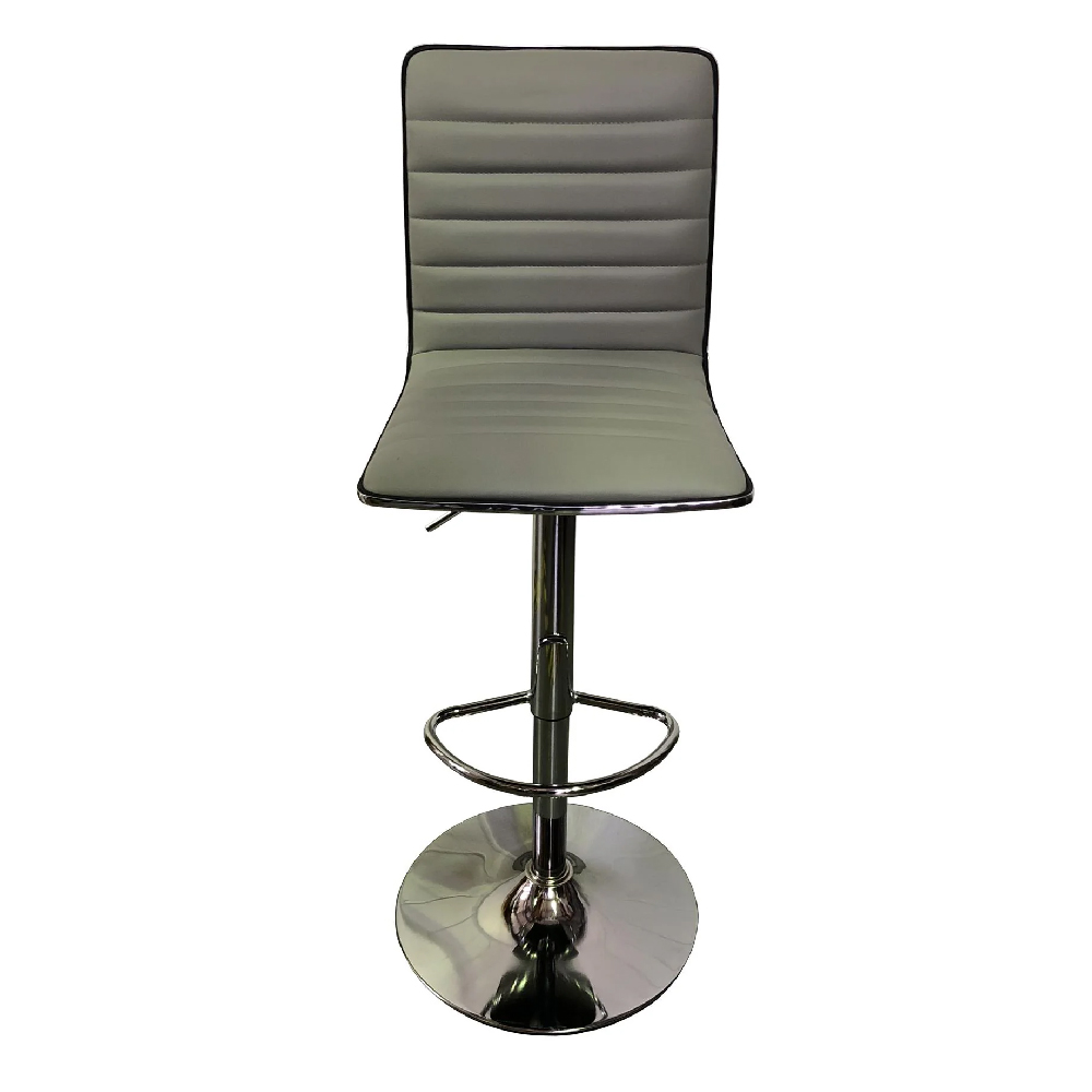 Coventry Faux Leather Bar Stool In Grey With Chrome Base