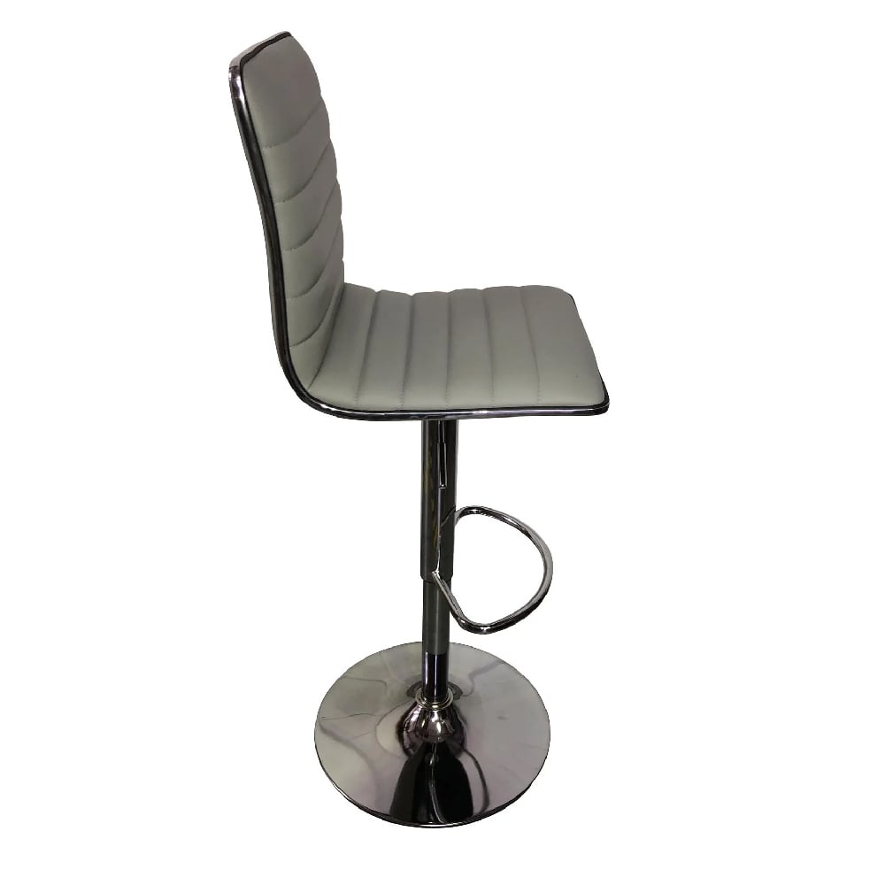 Coventry Faux Leather Bar Stool In Grey With Chrome Base