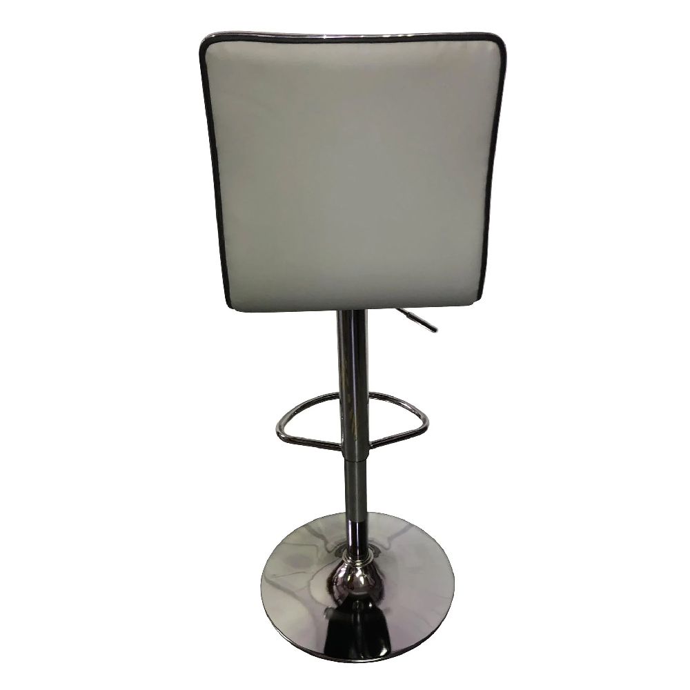 Coventry Faux Leather Bar Stool In Grey With Chrome Base