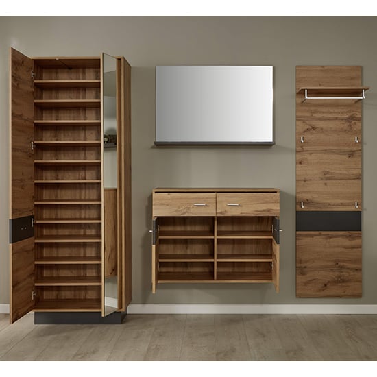 Coyco LED Hallway Furniture Set 1 In Wotan Oak And Grey_2