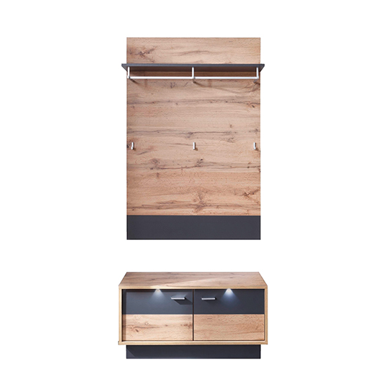 Coyco LED Hallway Furniture Set 5 In Wotan Oak And Grey_2