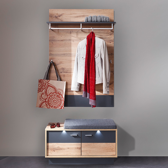 Product photograph of Coyco Led Hallway Furniture Set 5 In Wotan Oak And Grey from Furniture in Fashion