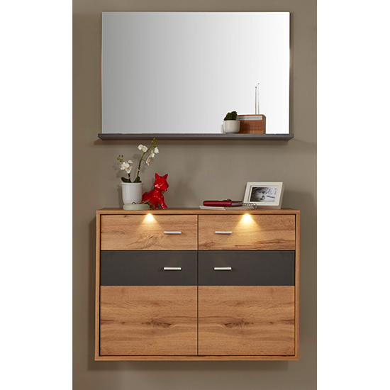 Product photograph of Coyco Led Hallway Furniture Set 7 In Wotan Oak And Grey from Furniture in Fashion