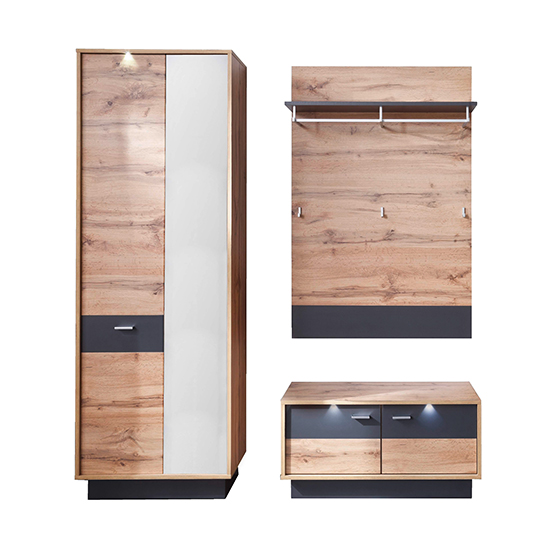 Coyco LED Hallway Furniture Set 8 In Wotan Oak And Grey_2