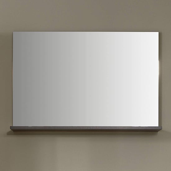 Photo of Coyco rectangular wall mirror with shelf in wotan oak and grey